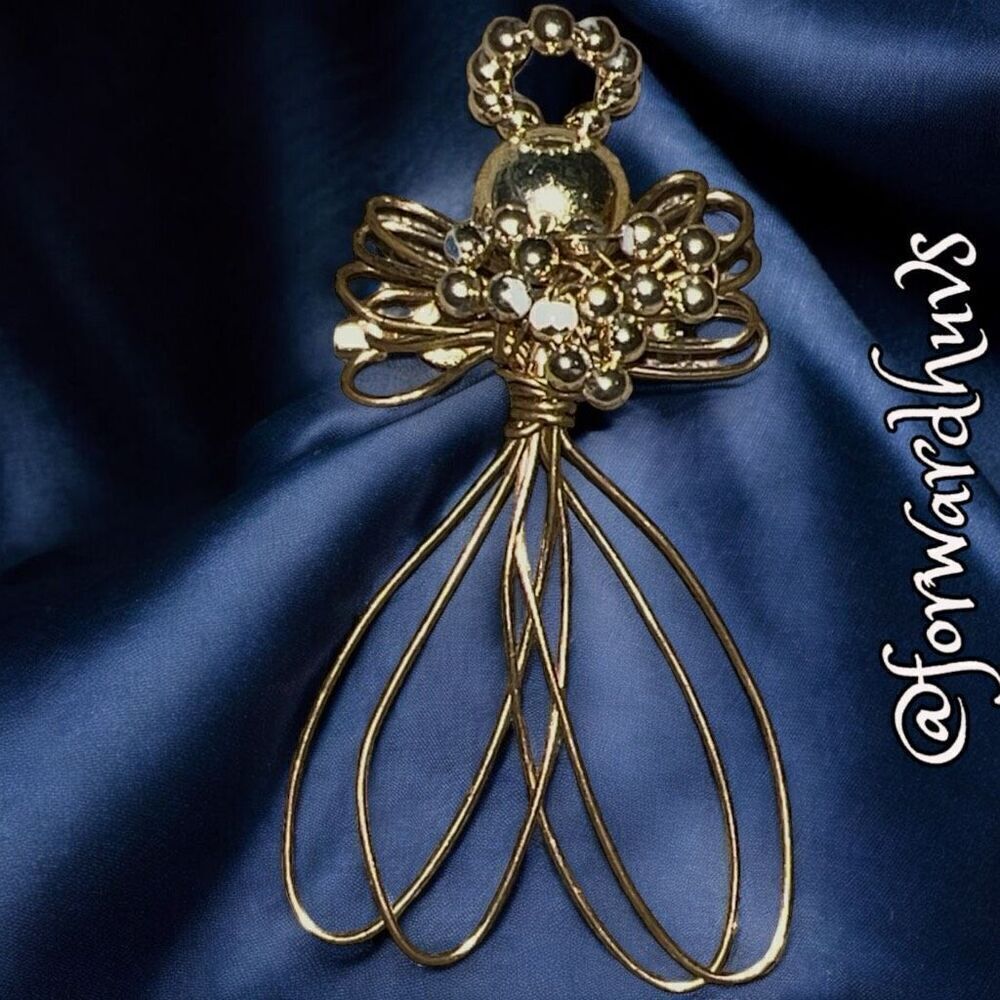 Bundle Sale 3 for $15 | Vintage Angel Brooch | Gold Tone Wire